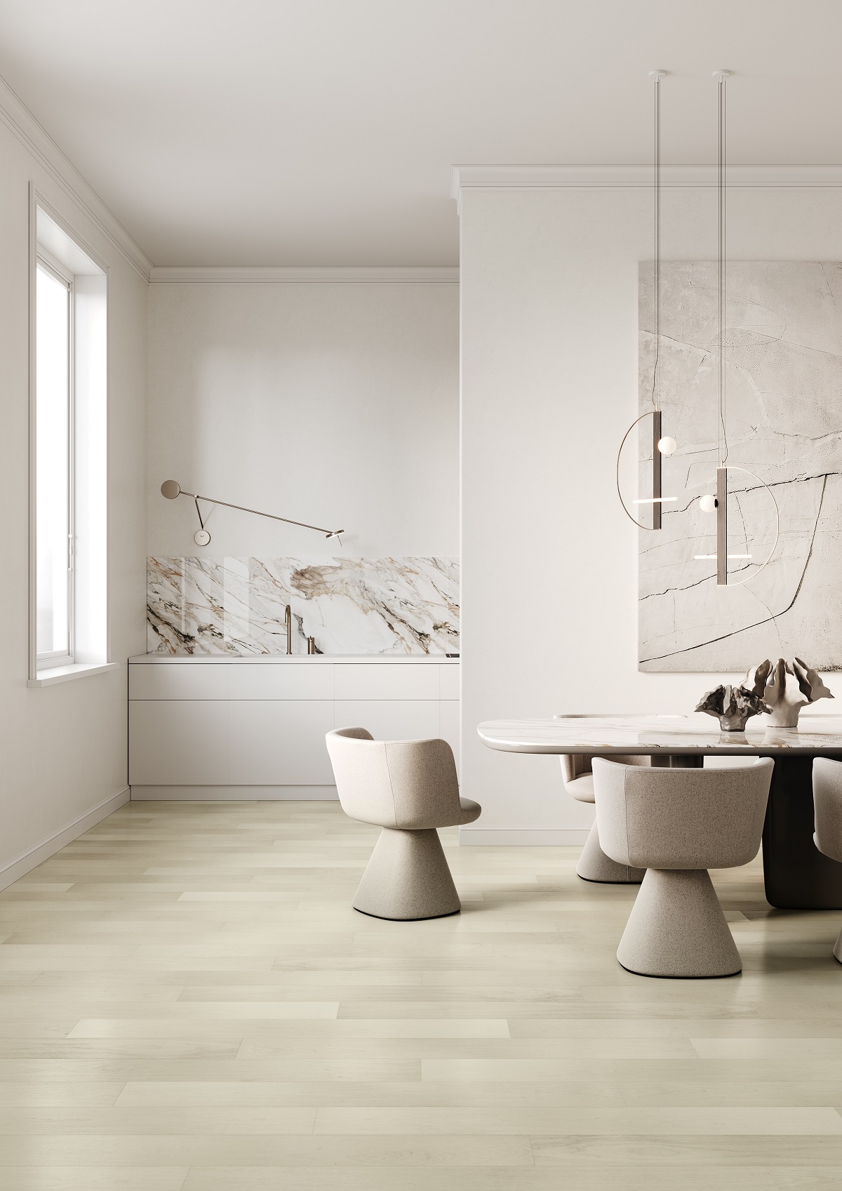 Кварцевый паркет Quartz Parquet Классик Клён Американский Белый Глянец 400-56 7/1.2