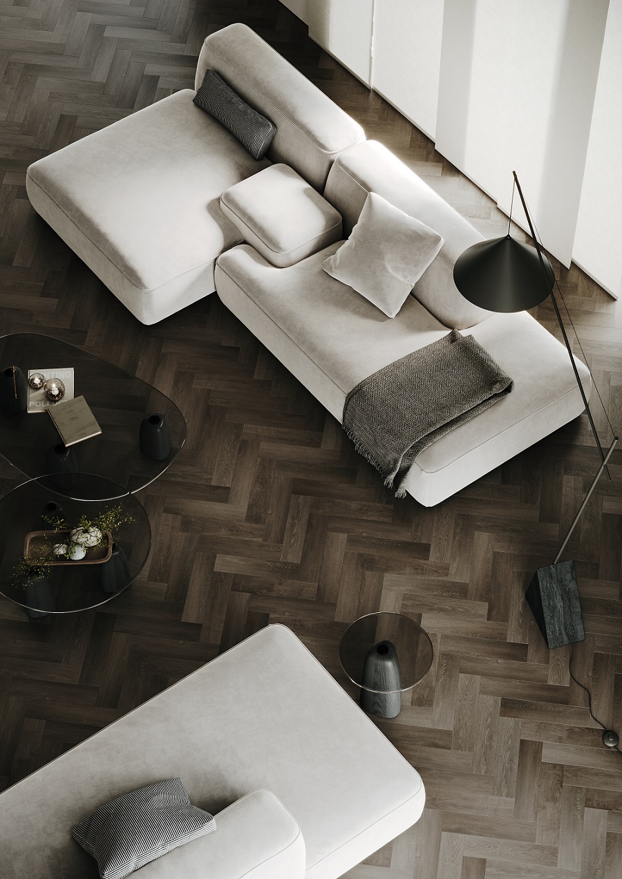 Кварцевый ламинат Fargo Herringbone Дуб Кальвадос 44-62W921